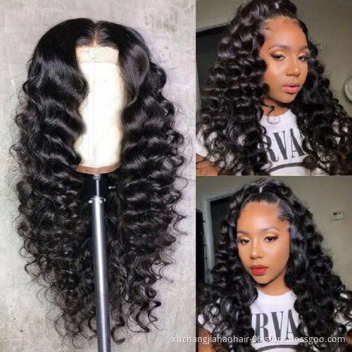 WR hot selling deep wave lace front full lace wig hidden knots natural black virgin brazilian remy lace wigs